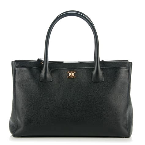 chanel calfskin cerf executive shopper tote black|Chanel Executive Tote .